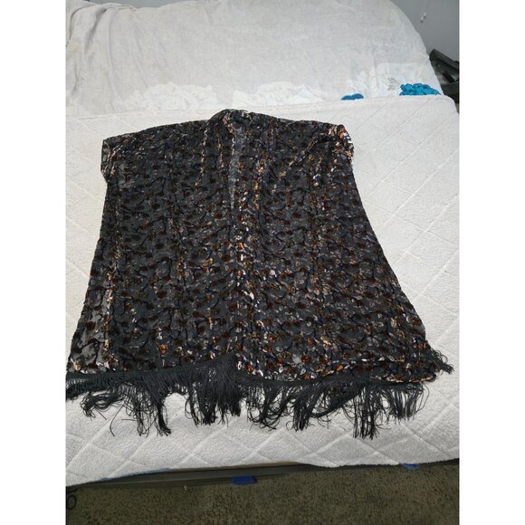 Cato Womens Multicolor‎ Floral Velvet Burnout Fringe Kimono Open Front One Size - Picture 6 of 14